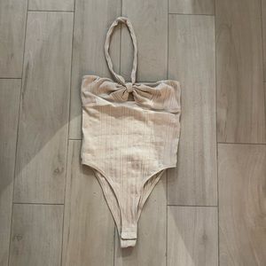 Zara Beige Halter Bodysuit
